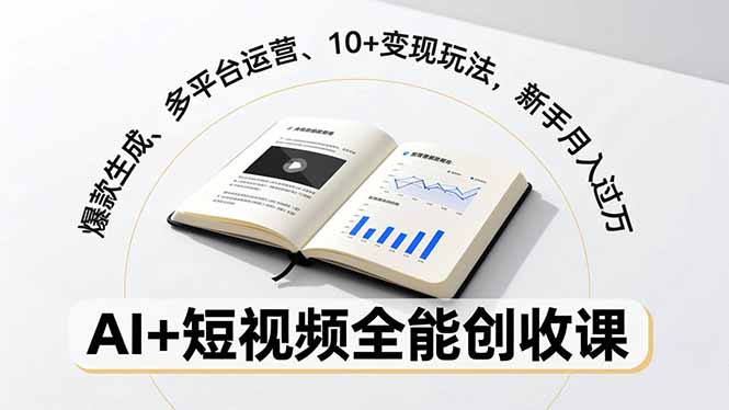 AI+短视频全能创收课，爆款生成、多平台运营、10+变现玩法，新手月入过万-禾谷轻创网