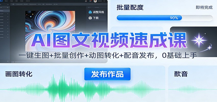 AI图文视频速成课：一键生图+批量创作+动图转化+配音发布，0基础上手-禾谷轻创网