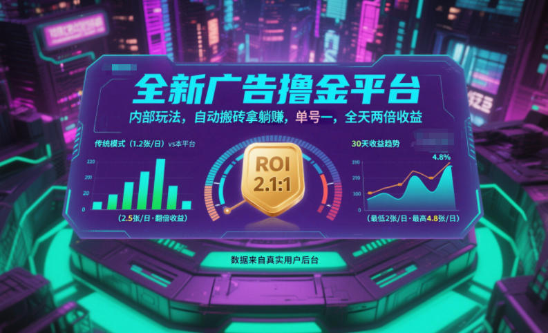 全新广告撸金平台，内部玩法，自动搬砖拿躺賺，单号一天保底2张+，全天两倍收益【揭秘】-禾谷轻创网