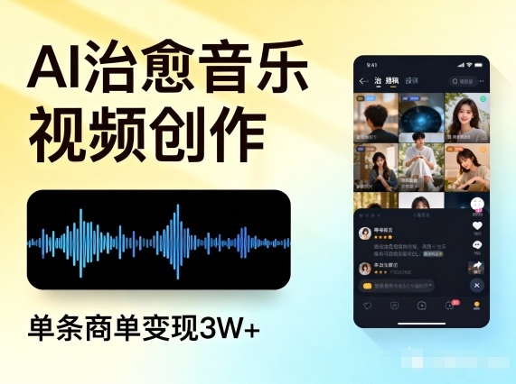 AI做治愈音乐视频，多平台投稿，单条商单变现3W+-禾谷轻创网