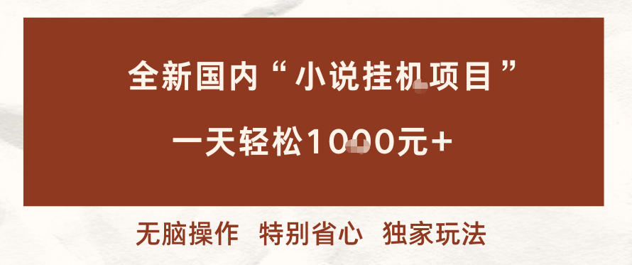 全新国内小说挂G项目，多窗口无脑跑，一天轻松1k+，特别省心【揭秘】-禾谷轻创网