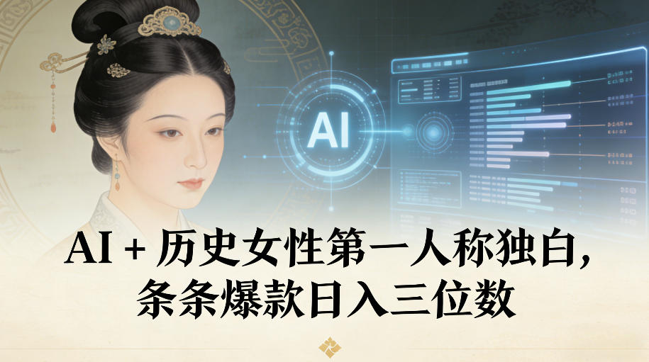 AI+历史女性第一人称独白，条条爆款日入三位数-禾谷轻创网