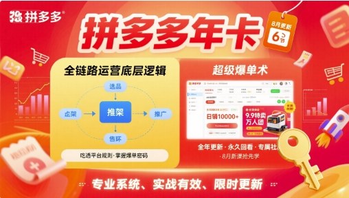 拼多多年卡，拼多多全链路运营底层逻辑，超级爆单术【更新12月】-禾谷轻创网