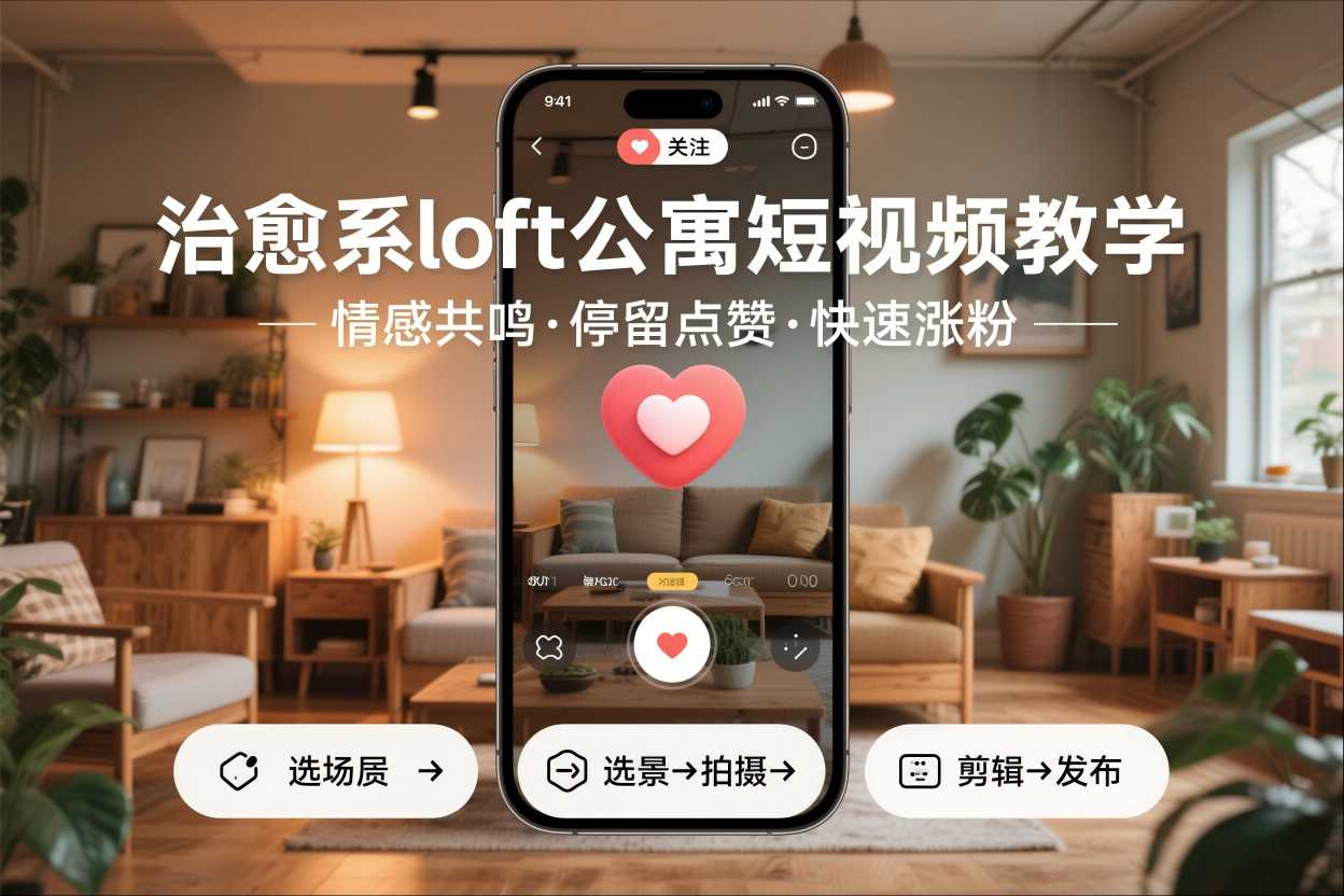 治愈系loft公寓短视频制作教学，情感共鸣引停留点赞关注，快速起号涨粉-禾谷轻创网