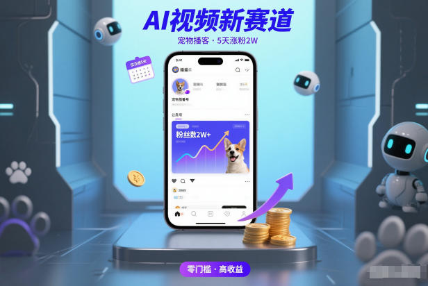 AI视频新赛道，宠物播客仅注册5天涨粉2W，收益非常可观-禾谷轻创网