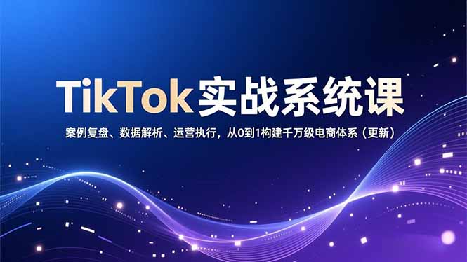 TikTok实战系统课，案例复盘、数据解析、运营执行，从0到1构建千万级电商体系(更新-禾谷轻创网