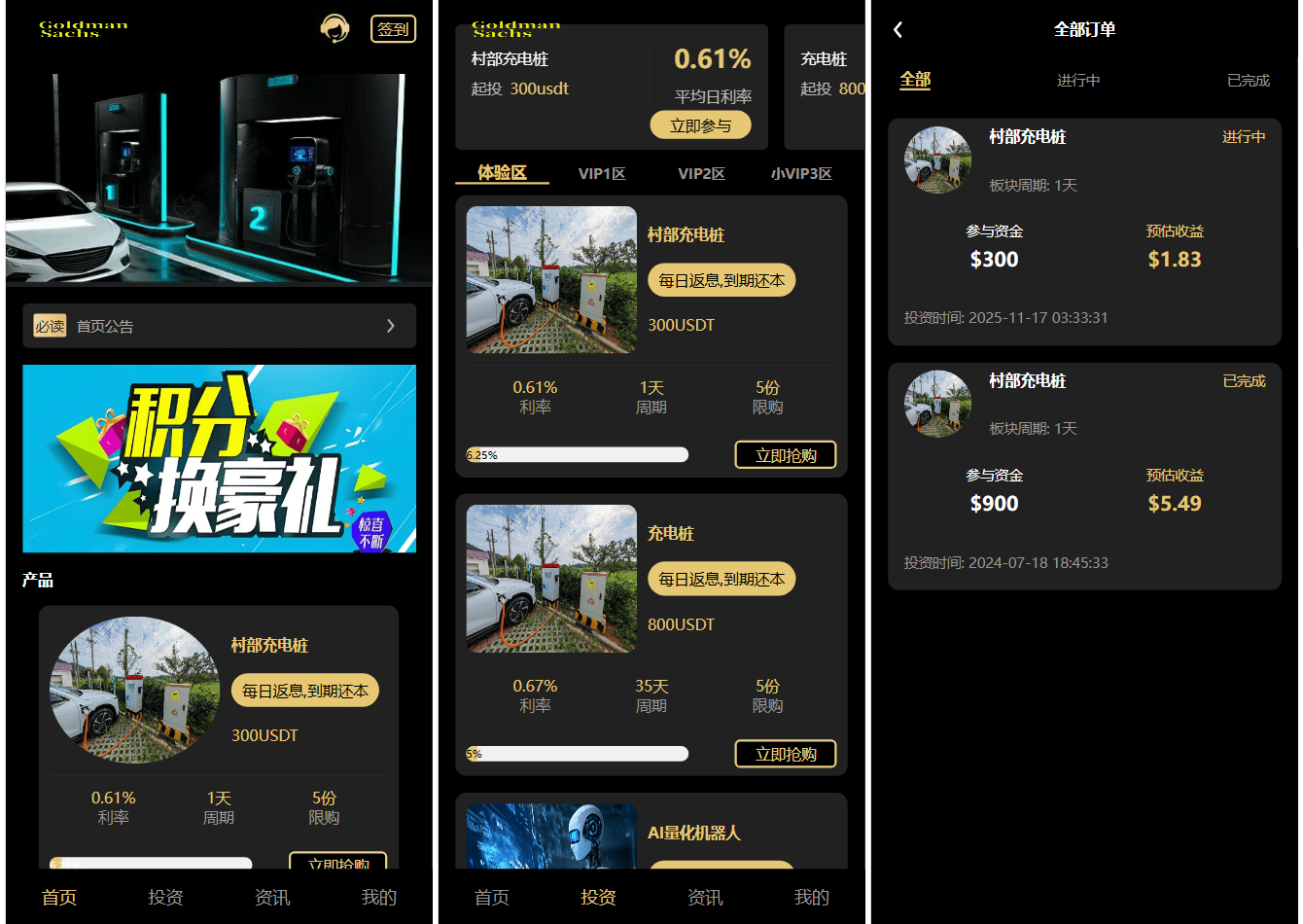 Fidelity充电桩投资理财系统源码-前端uniapp纯源码+后端PHP-禾谷轻创网