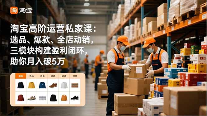 淘宝高阶运营私家课：选品、爆款、全店动销，三模块构建盈利闭环，助你月入破5万(更新12月-禾谷轻创网