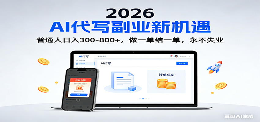 2026 副业首选!AI 代写日入 300-800,普通人0门槛,做一单结一单!-禾谷轻创网