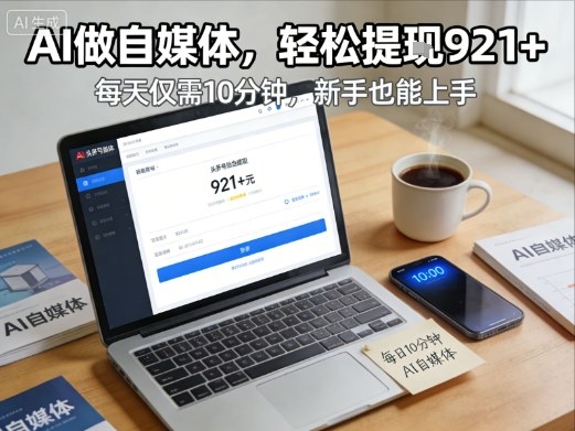 每天花费10分钟，头条号收益921+，用AI做自媒并不难【附视频教程】-禾谷轻创网