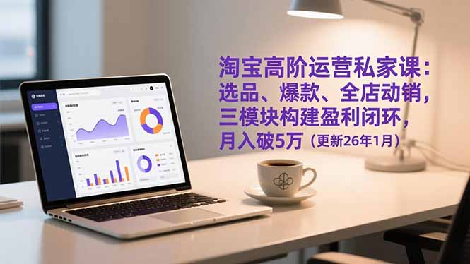 淘宝高阶运营私家课：选品、爆款、全店动销，三模块构建盈利闭环，月入破5万(更新26年1月-禾谷轻创网