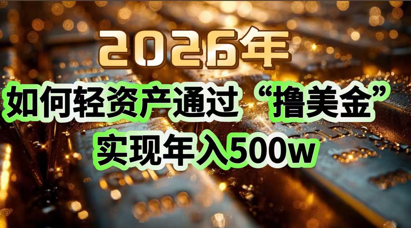 2026年如何轻资产通过“撸美金”实现年入500w-禾谷轻创网