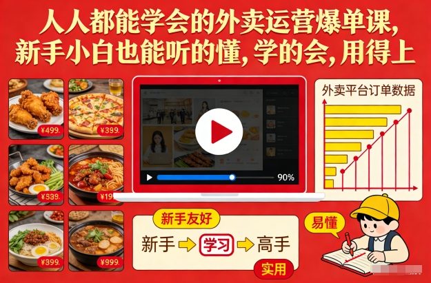 人人都能学会的外卖运营爆单课，新手小白也能听的懂，学的会，用得上-禾谷轻创网