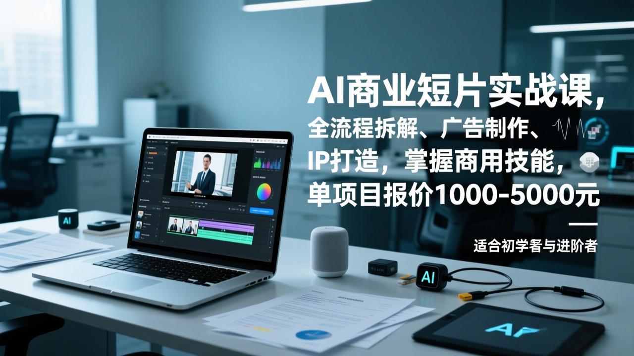 AI商业短片实战课，全流程拆解、广告制作、IP打造，掌握商用技能，单项目报价1000-5000元-禾谷轻创网