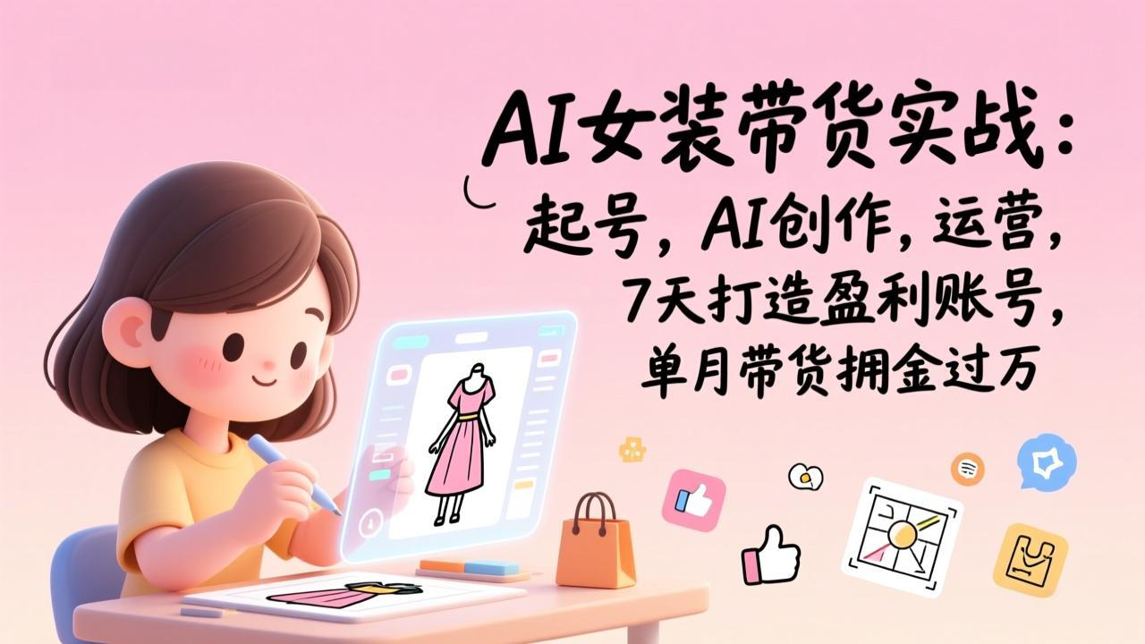 AI女装带货实战：起号，AI创作，运营，7天打造盈利账号，单月带货佣金过万-禾谷轻创网