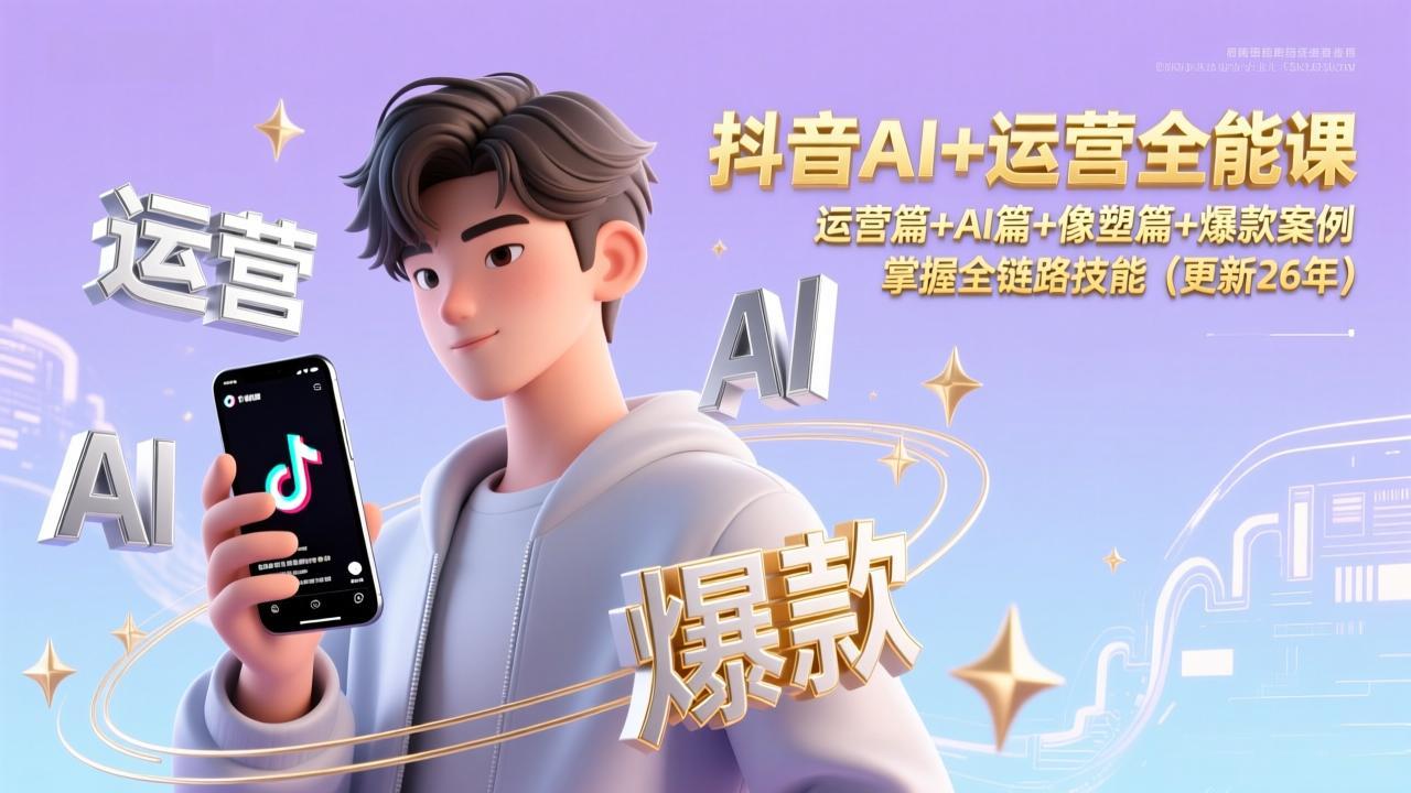 抖音AI+运营全能课，运营篇+AI篇+像塑篇+爆款案例，掌握全链路技能(更新26年-禾谷轻创网