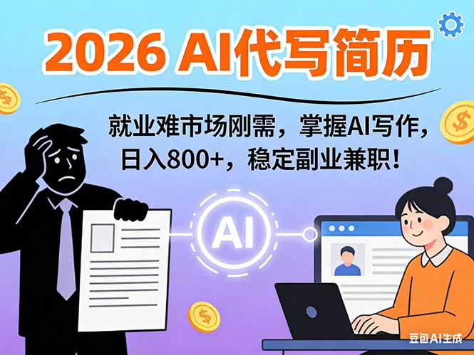 AI代写简历，超暴利，用万能模板月入1-3万实战教程，2026年市场刚需！-禾谷轻创网