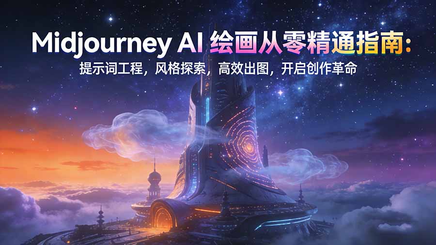 Midjourney AI绘画从零精通指南：提示词工程，风格探索，高效出图，开启创作革命-禾谷轻创网