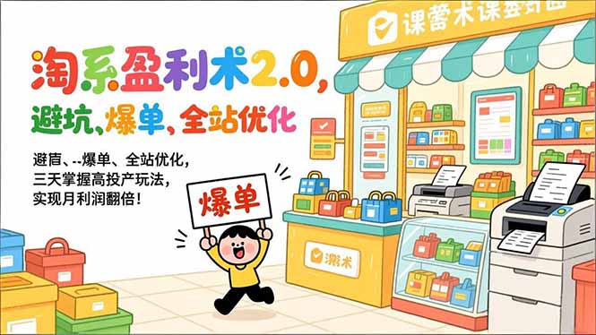 淘系盈利术2.0，避坑、爆单、全站优化，三天掌握高投产玩法，实现月利润翻倍！-禾谷轻创网
