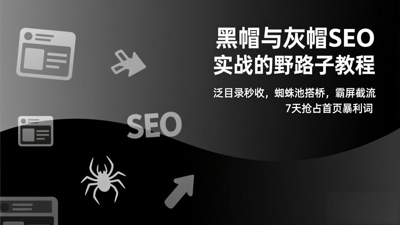 黑帽与灰帽SEO实战的野路子教程：泛目录秒收，蜘蛛池搭桥，霸屏截流，7天抢占首页暴利词-禾谷轻创网