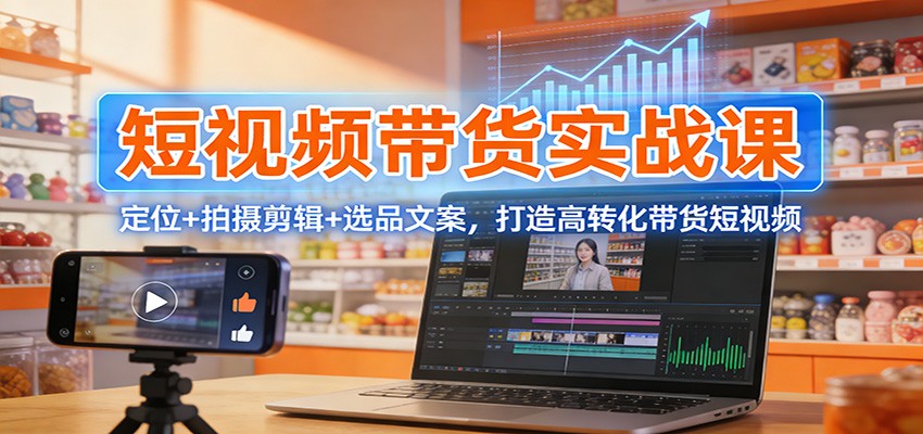 短视频带货实战课：定位+拍摄剪辑+选品文案，打造高转化带货短视频-禾谷轻创网