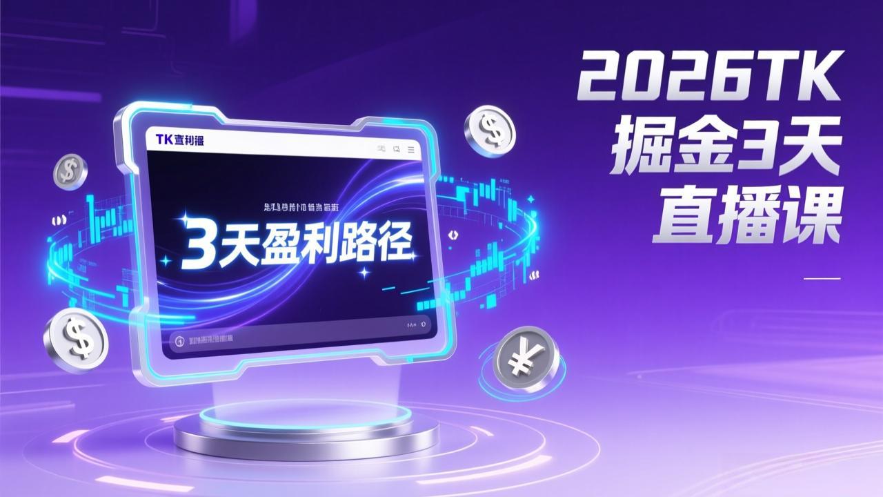 2026TK掘金直播课，起号涨粉+直播带货+商单变现+3天打通盈利路径，月入过万美金-禾谷轻创网