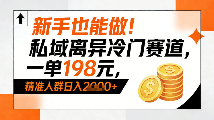 新手也能做！私域离异冷门赛道，一单198，精准人群日入1k+-禾谷轻创网