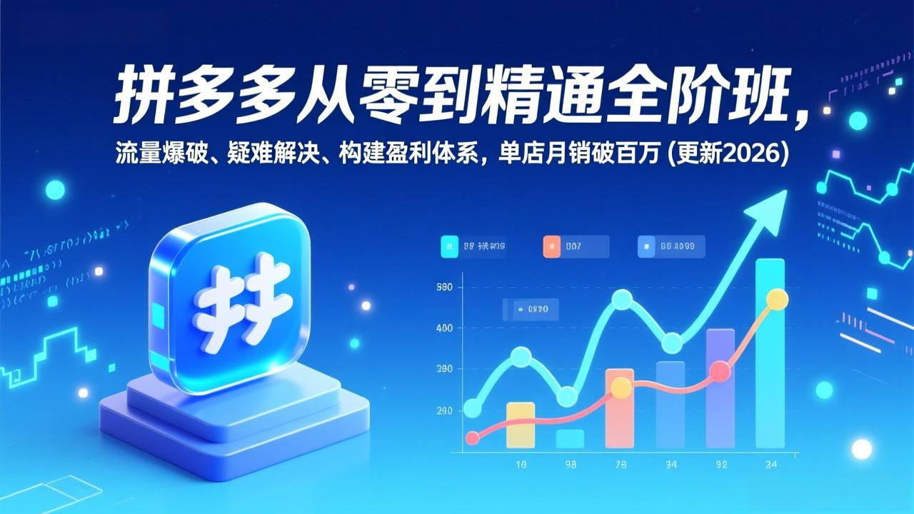 拼多多从零到精通全阶班，流量爆破、疑难解决，构建盈利体系，单店月销破百万(更新2026-禾谷轻创网