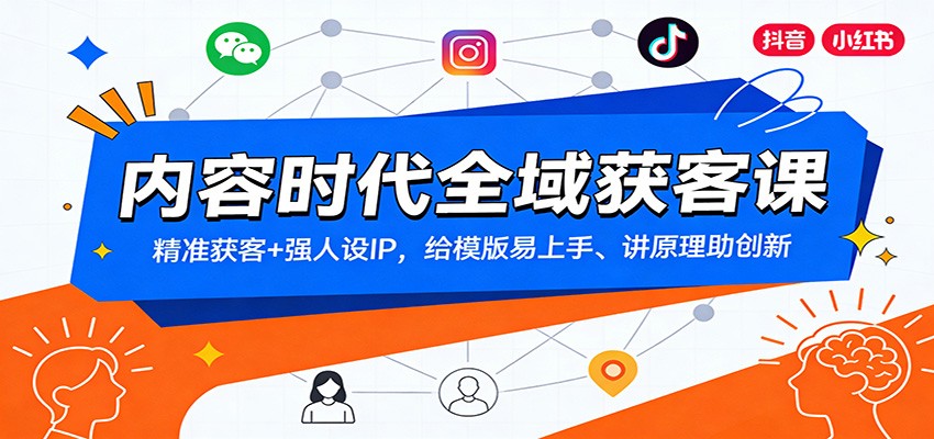 内容时代全域获客课：精准获客+强人设IP，给模版易上手、讲原理助创新-禾谷轻创网