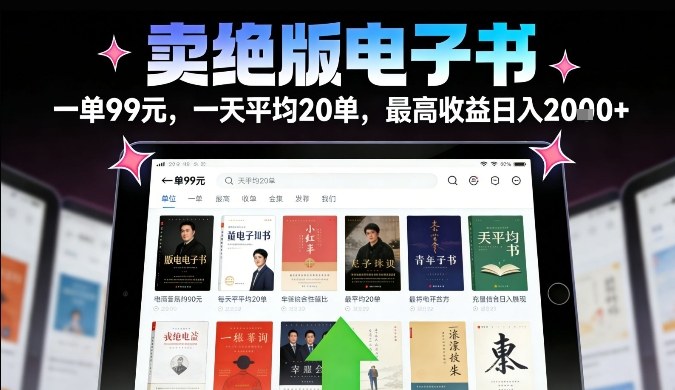卖绝版电子书，一单99米一天平均20单，最高收益日入2k+，落地性强且变现稳定【揭秘】-禾谷轻创网