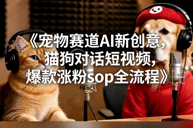 宠物赛道AI新创意，猫狗对话短视频，爆款涨粉sop全流程-禾谷轻创网