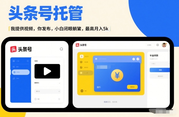头条号AI托管，我提供视频，你发布，小白闭眼躺賺，最高月入5k+【揭秘】-禾谷轻创网