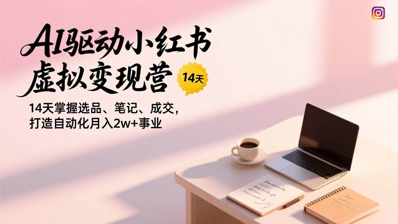 AI驱动小红书虚拟变现营，14天掌握选品、笔记、成交，打造自动化月入2w+事业-禾谷轻创网