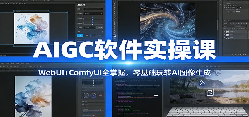 AIGC软件实操课：WebUI+ComfyUI全掌握，零基础玩转AI图像生成-禾谷轻创网