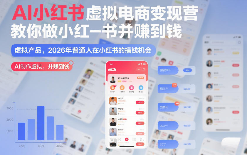 AI小红书虚拟电商变现营，教你做小红书并賺到钱，虚拟产品，2026年普通人在小红书的搞钱机会(更新中)-禾谷轻创网