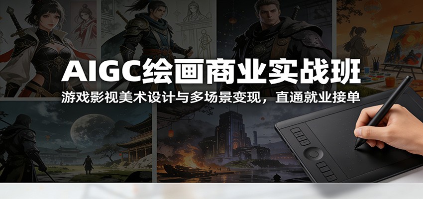 AIGC绘画商业实战班：游戏影视美术设计与多场景变现，直通就业接单-禾谷轻创网