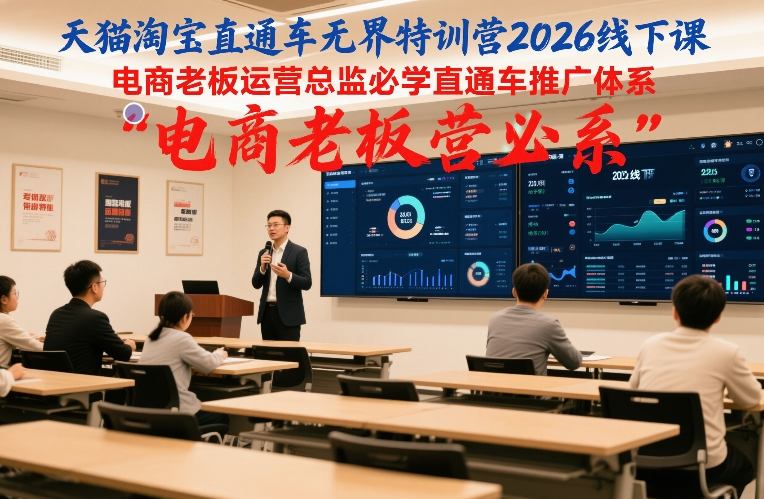 天猫淘宝直通车无界特训营2026线下课，电商老板运营总监必学直通车推广体系-禾谷轻创网