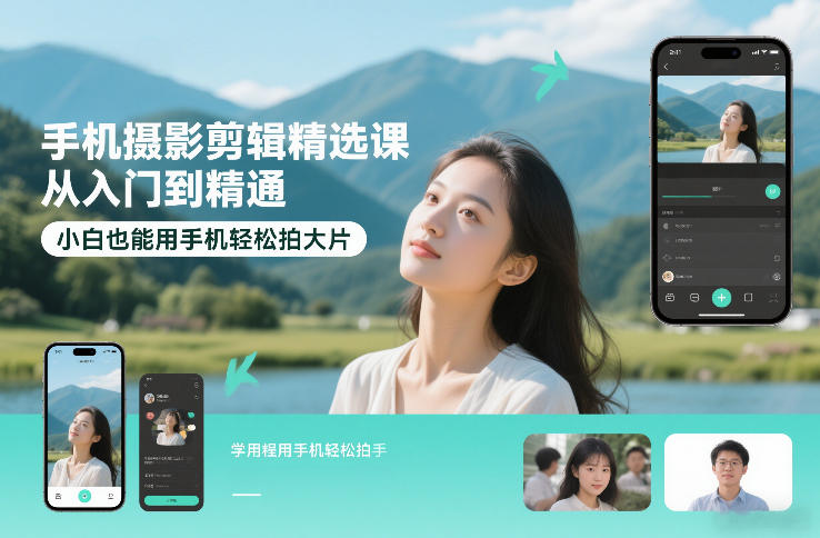 手机摄影剪辑精选课，从入门到精通，小白也能用手机轻松拍大片-禾谷轻创网