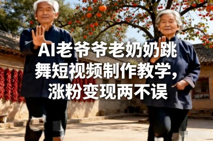 AI老爷爷老奶奶跳舞短视频制作教学，涨粉变现两不误-禾谷轻创网