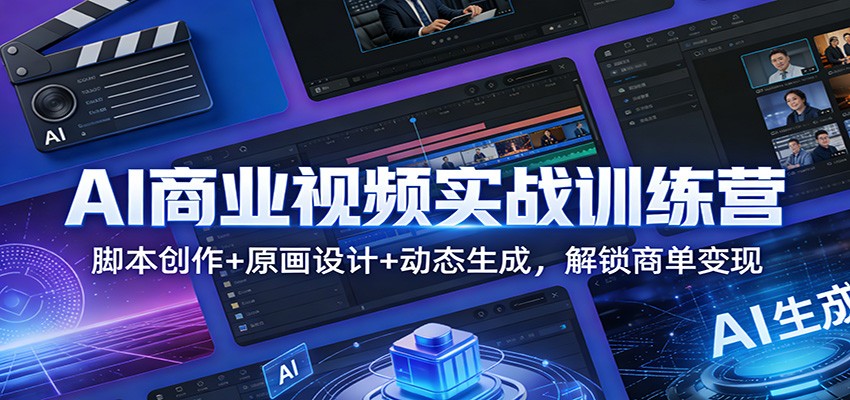 AI商业视频实战训练营：脚本创作+原画设计+动态生成，解锁商单变现-禾谷轻创网