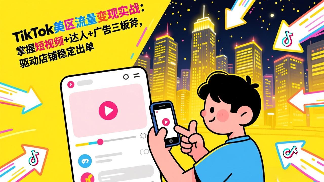 TikTok美区流量变现实战：掌握短视频+达人+广告三板斧，驱动店铺稳定出单-禾谷轻创网