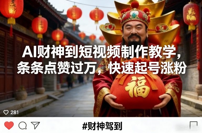 AI财神到短视频制作教学，条条点赞过万，快速起号涨粉-禾谷轻创网