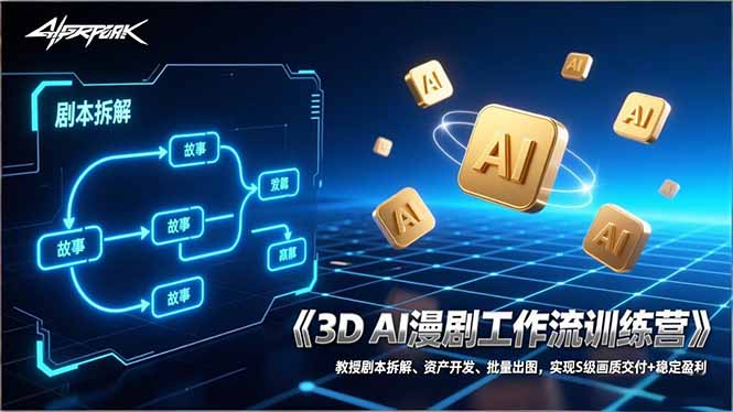 3D AI漫剧工作流训练营：教授剧本拆解、资产开发、批量出图，实现S级画质交付+稳定盈利-禾谷轻创网