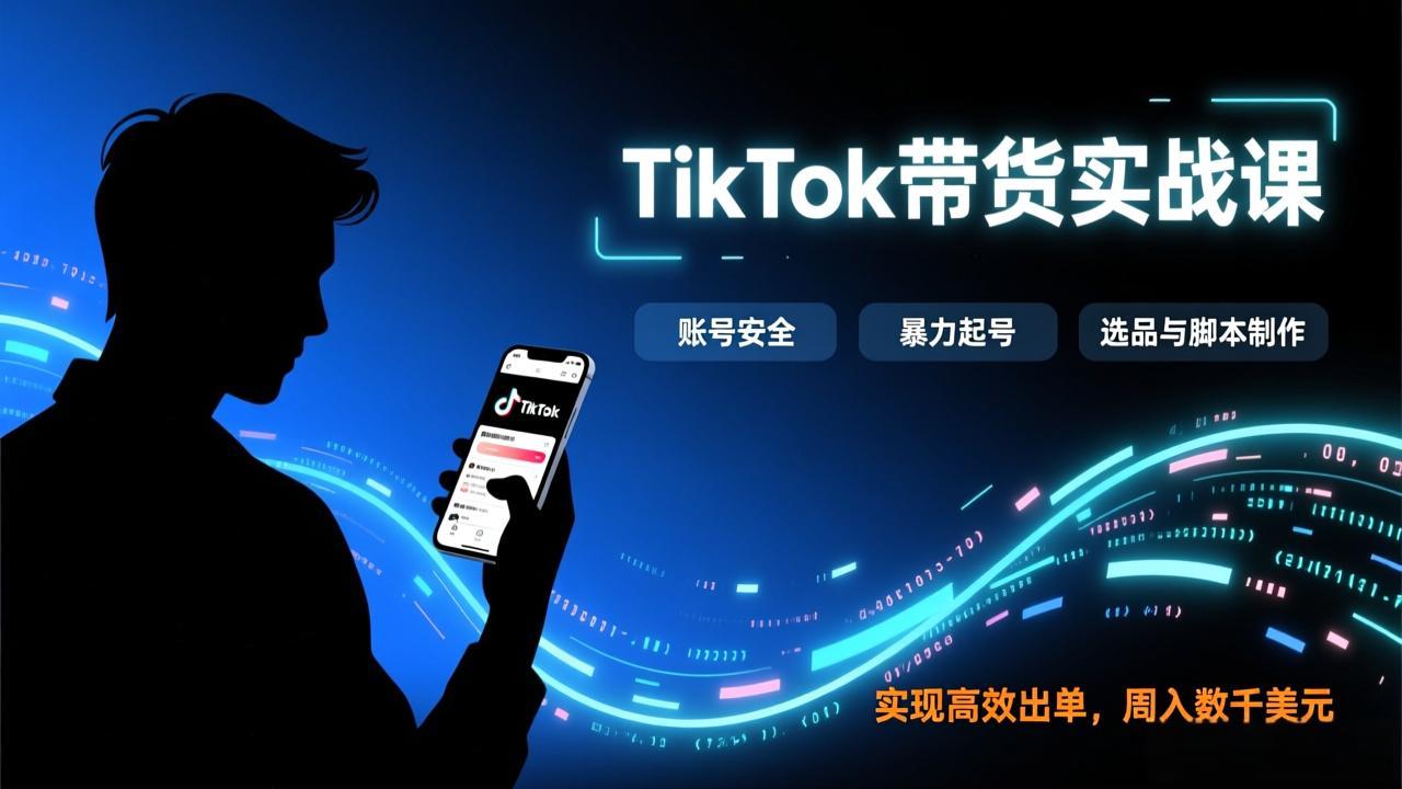 TikTok带货实战课，涵盖账号安全、暴力起号、选品与脚本制作，实现高效出单，周入数千美元-禾谷轻创网