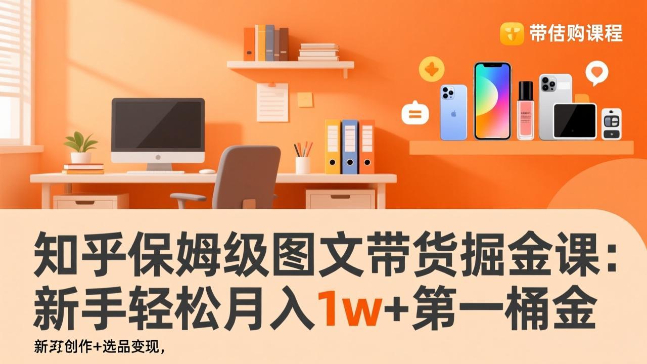 知乎保姆级图文带货掘金课：账号打造+爆文创作+选品变现，新手轻松月入1w+第一桶金-禾谷轻创网