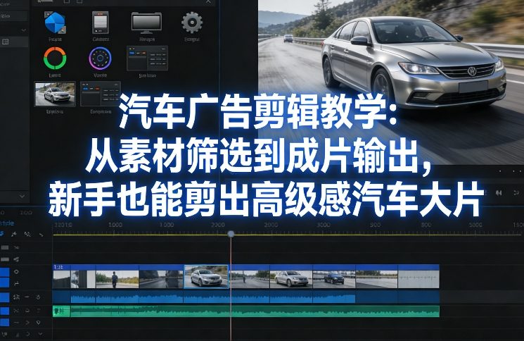 汽车广告剪辑教学：从素材筛选到成片输出，新手也能剪出高级感汽车大片-禾谷轻创网