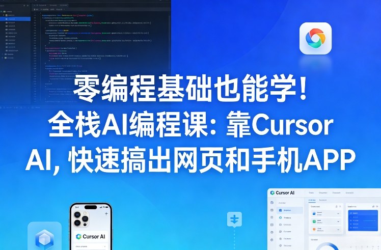 零编程基础也能学！全栈AI编程课：靠Cursor AI，快速搞出网页和手机APP-禾谷轻创网