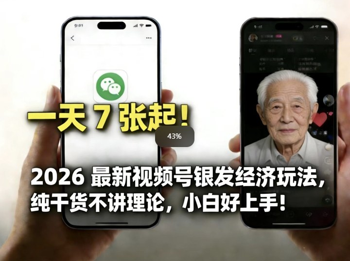 2026最新视频号银发经济玩法，轻松每天7张起，小白也可做-禾谷轻创网