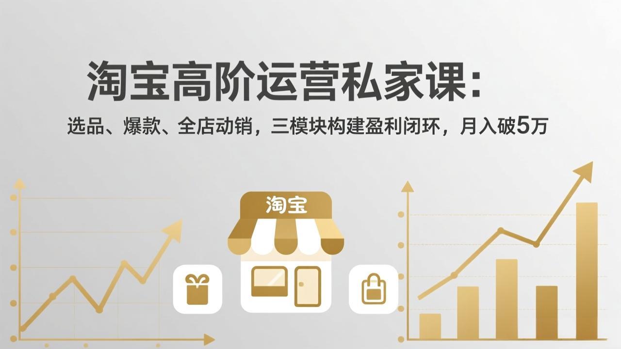淘宝高阶运营私家课：选品、爆款、全店动销，三模块构建盈利闭环，月入破5万(更新26年2月-禾谷轻创网