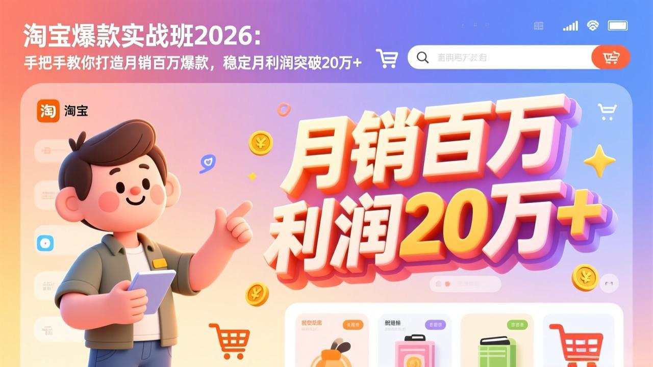淘宝爆款实战班-2026年2月更新：手把手教你打造月销百万爆款，稳定月利润突破20万+-禾谷轻创网
